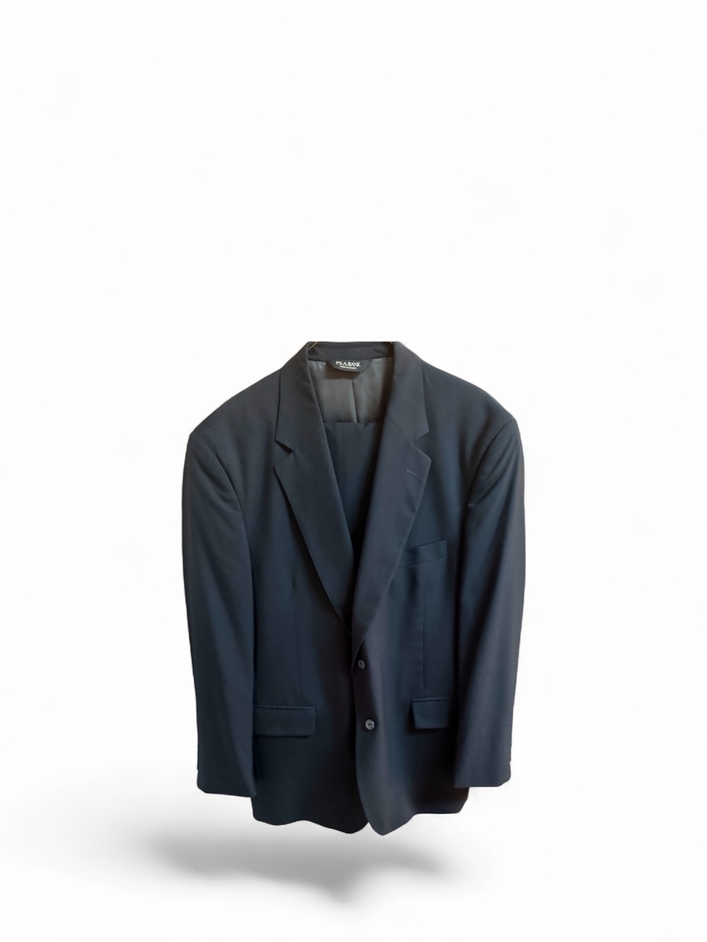 Jos.A. Bank Suit Men’s 44R Black 2- Button, Wool, Pleated Cuffed Pants 36 Waist